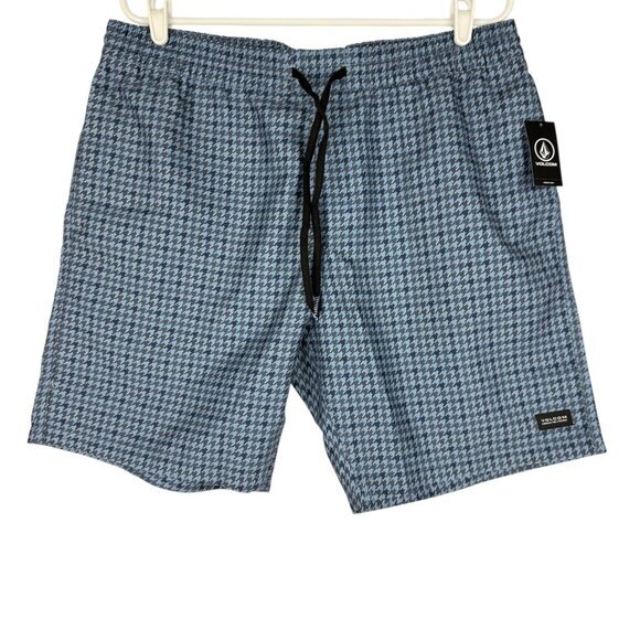 Volcom Other - Volcom Men's Preston Houndstooth Blue Hybrid Shorts Size XL Drawstring Waist NWT